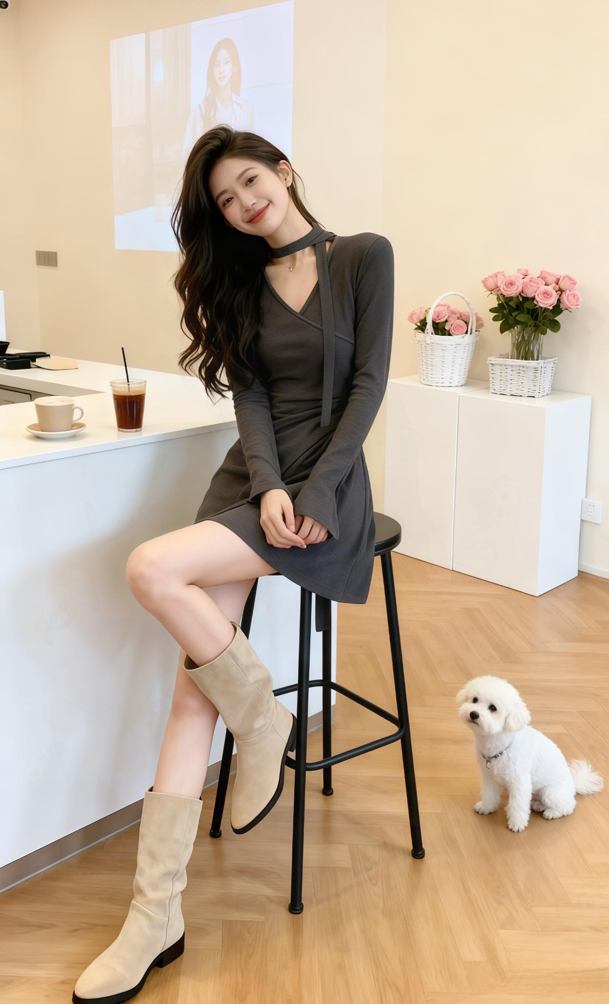 晚晴的秋日,是从这条连衣裙开始的。   清晨的咖啡馆里,晚晴穿着它,裙摆随着她的步伐轻轻晃动。领口的设计别致又吸睛,走在街头,回头率直接拉满。长袖刚好适配秋日微凉,腰间的褶皱巧妙勾勒身材,每一处细节都藏着小心机。   搭配一双长靴,她是咖啡馆里的文艺女神;换上小白鞋,又成了逛遍街巷的元气少女。不管是约会还是通勤,这条裙装都能稳稳hold住场面。   秋日的风掠过,晚晴站在落地窗前,裙角微扬,连旁边的小狗都忍不住朝她摇尾巴。这个秋天,有了它,晚晴的每一次出场,都是焦点。   #秋季穿搭 #秋季连衣裙爆款 #秋日时尚感 #连衣裙穿搭灵感 #早秋穿搭风向标