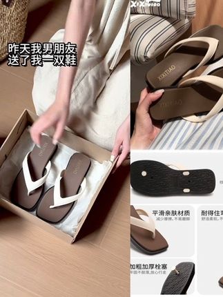 细细条 厚底坡跟人字拖女夏外穿高级感复古拼色沙滩度假夹脚凉拖#凉拖 #凉鞋 #凉鞋推荐 #爆款热卖中 #人字拖