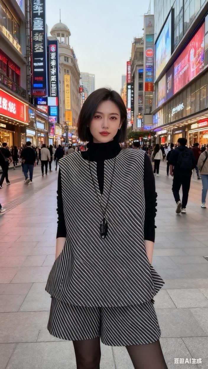 2025年条纹马甲+短裤两件套宽松遮肉洋气时尚休闲减龄显瘦。#时尚两件套#时尚洋气#宽松遮肉#时尚休闲#减龄显瘦