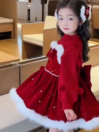 【女童新年连衣裙女童新年战袍儿童圣诞节服装小女孩洛丽塔公主裙红】#公主裙 #圣诞公主裙 #圣诞战袍 #洛丽塔公主裙 #生女儿就要这样穿
