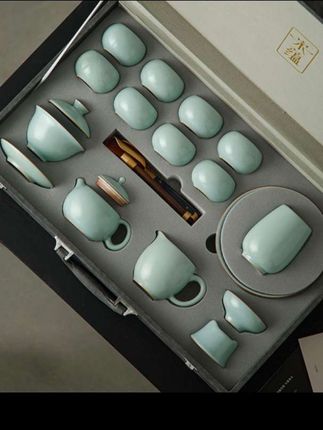 汝窑礼盒茶具套装#茶具套装 #汝窑茶具 #礼盒包装 #茶具 #茶生活
