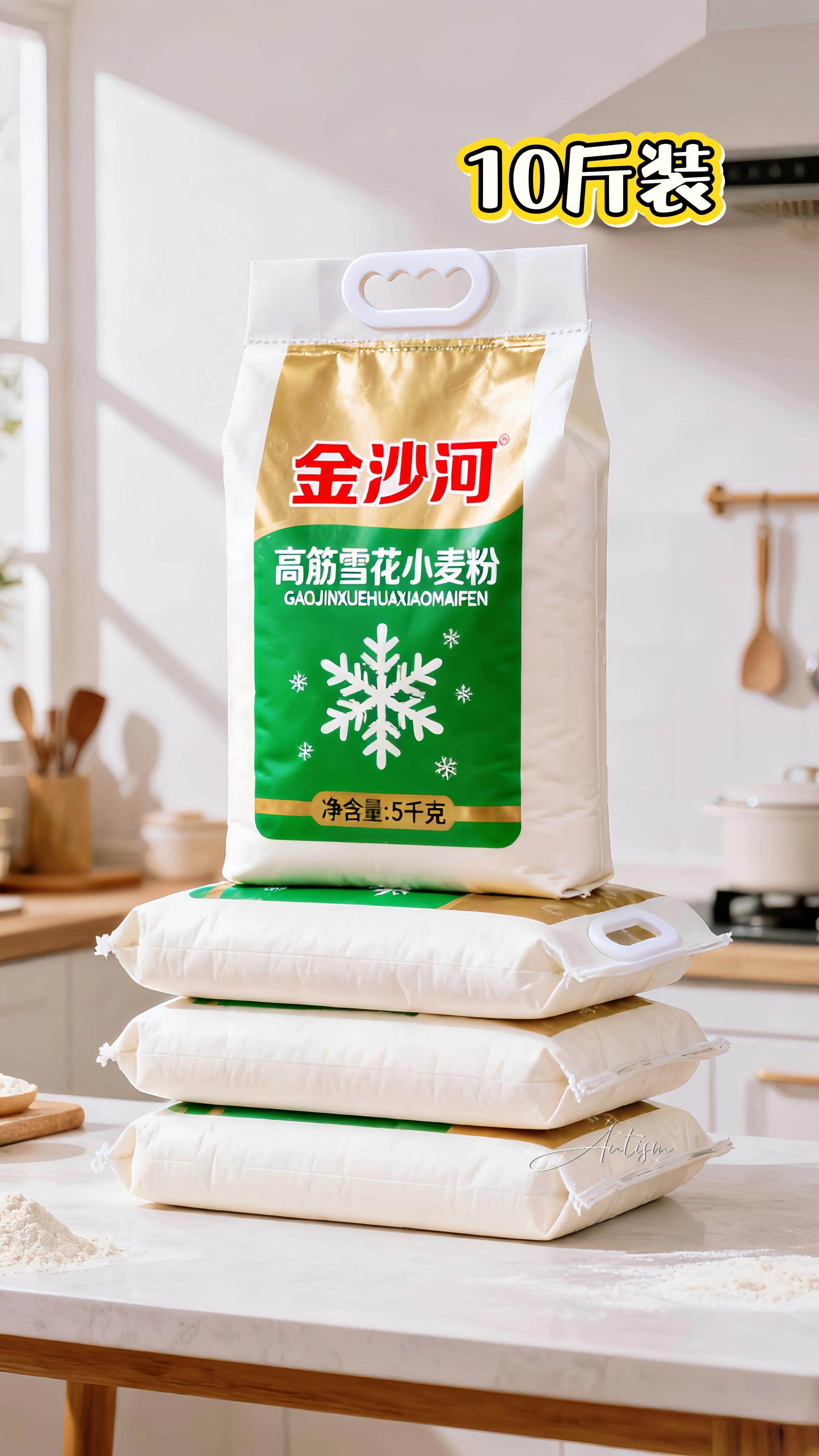 面食党速囤!金沙河高筋面粉太绝了 还在为面粉选不对发愁?金沙河这款高筋雪花面粉直接封神!精选优质小麦,36道精磨工艺磨出的粉质细腻如云朵,打开袋就是纯纯的麦香,0添加配料表全家吃着都放心。 高筋品质真不是吹!揉面不粘手,发酵后能拉出细密筋膜,做饺子皮耐煮不破,咬一口筋道爽滑;蒸馒头蓬松暄软,撕开还能看到细腻气孔,连擀面条都自带嚼劲,厨房小白也能秒变大厨。 10斤大包装超实惠,包子、面包、披萨全能hold住,日常囤货太合适!#美食#面食#高筋面粉#早餐吃什么#面粉