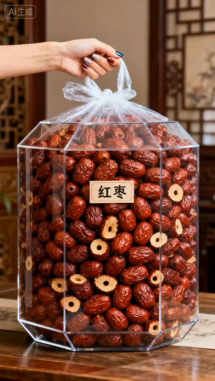 【2斤】无核枣新疆去核灰枣包粽子煮粥无籽。这款无核大枣,果子饱满圆润,表皮透着自然的枣红色,带着淡淡的光泽。捏在手里,能感受到果肉的厚实。咬开一口,没有硬核的阻碍,只有软糯的果肉在舌尖铺开,甜润的滋味不齁不腻,保留着大枣本身的淳朴风味,吃起来省心又畅快。#大枣 #干果零食 #农产品 #无核大枣 #实惠