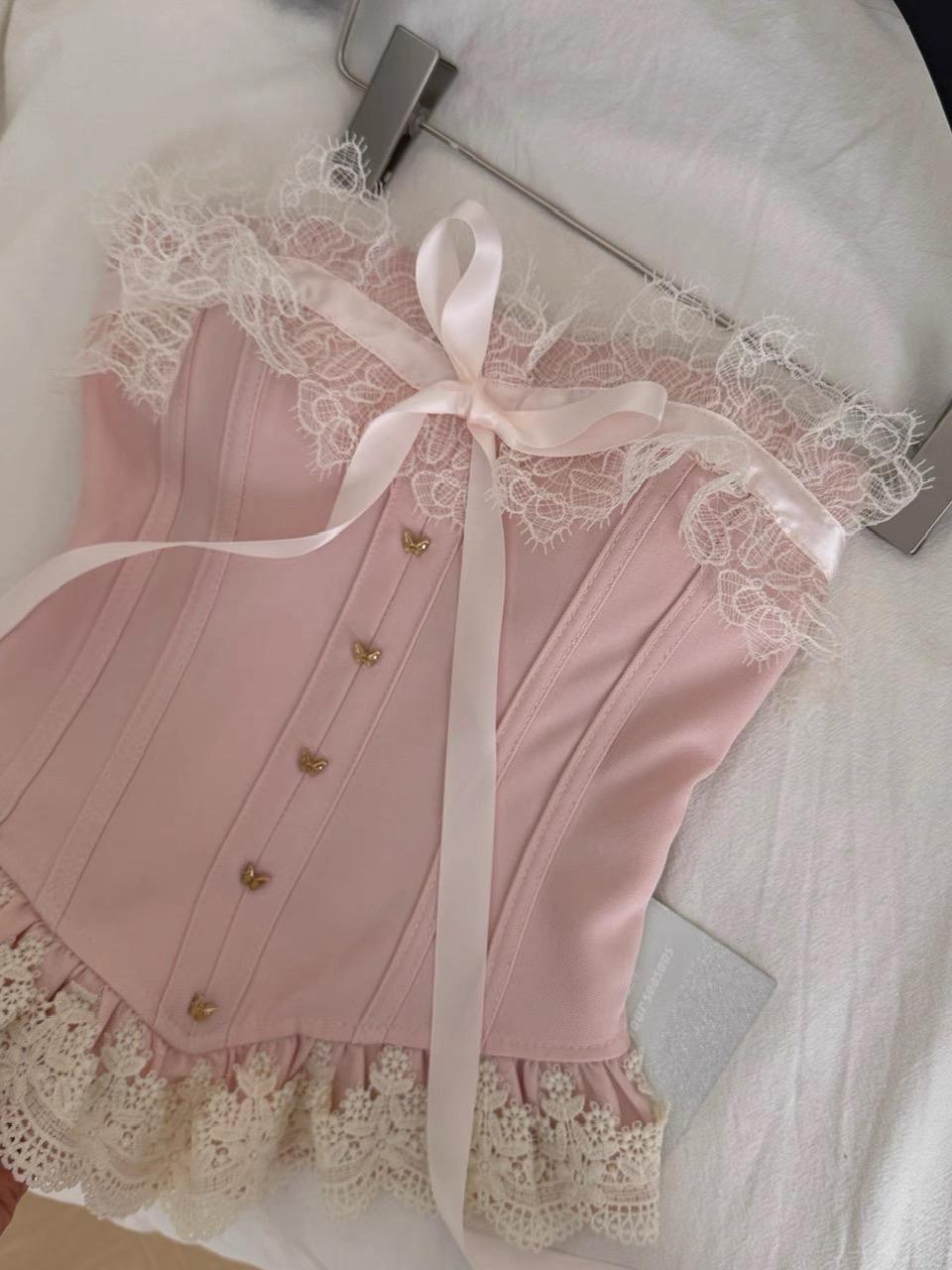爆款粉色蕾丝抹胸来咯#新衣服可以治愈各种不开心 #甜美穿搭 #战袍 #仙女必备