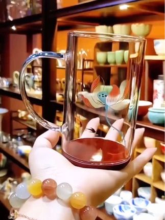 荷花高端绿茶杯300毫升耐热玻璃家用#茶具茶器 #玻璃杯 #绿茶杯 #茶器之美 #茶具