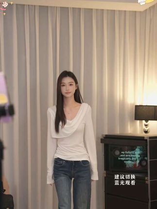 2-SMILEME【风逸飘然】早秋设计款天丝羊毛混纺飘带上衣#穿搭 #强烈推荐 #今天穿什么 #小个子穿搭 #阮小咪