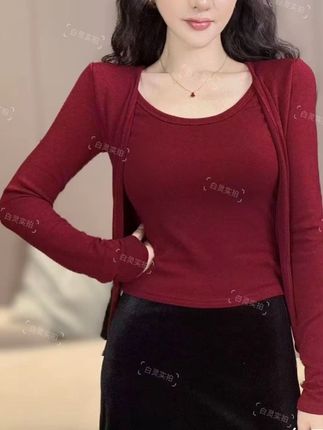 高品质高质感慕斯面料假两件外套显瘦长袖百搭打底女t恤#女装 #内搭外穿都好看 #洋气小衫 #百搭神器 #上衣穿搭