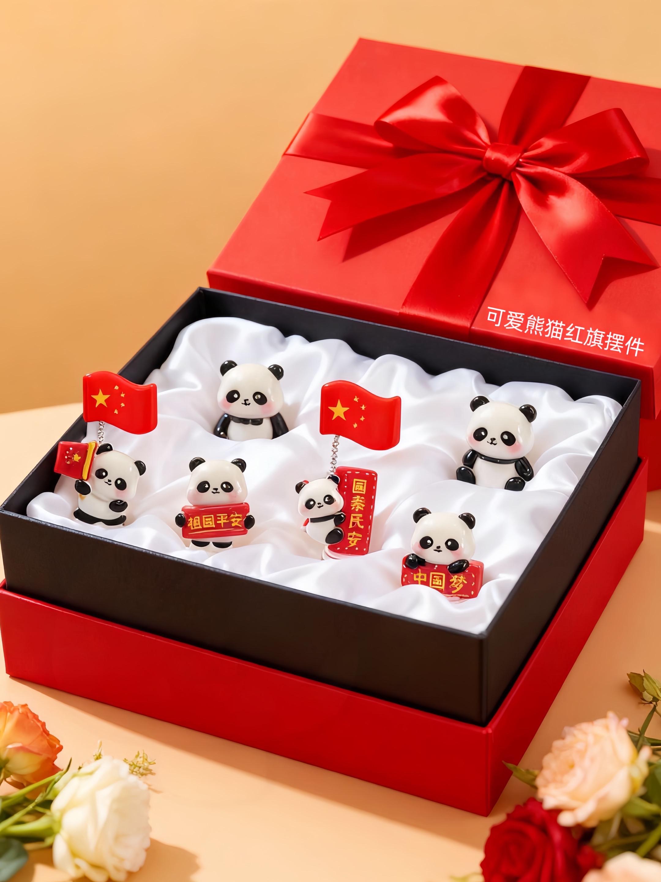 #熊猫红旗摆件 #创意 #红旗摆件车载