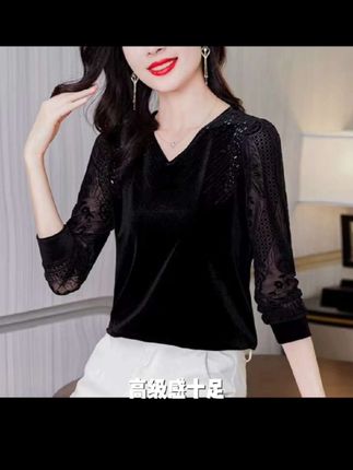 2025秋季新款打底衫烫钻显瘦百搭洋气t恤气质上衣黑色长袖女 #时尚穿搭时尚穿搭时尚 #每日分享 #强烈推荐 #谁穿谁好看