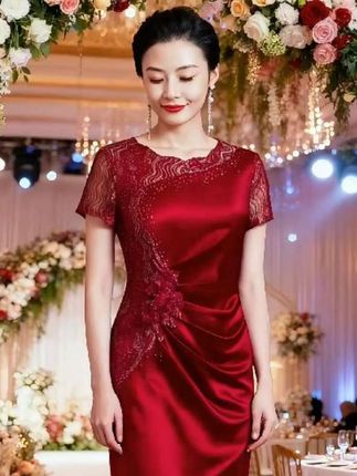 #宴会礼服#醋酸旗袍 #喜婆婆喜妈妈婚宴装 #气质优雅 #高级感穿搭