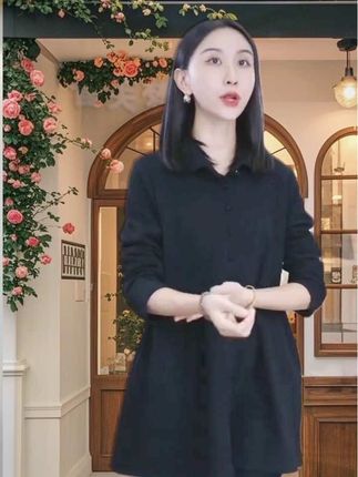 秋季新款洋气显瘦早秋黑色长袖衬衫外套#高级感穿搭 #时尚气质穿搭 #内搭外穿都好看 #时尚减龄穿搭