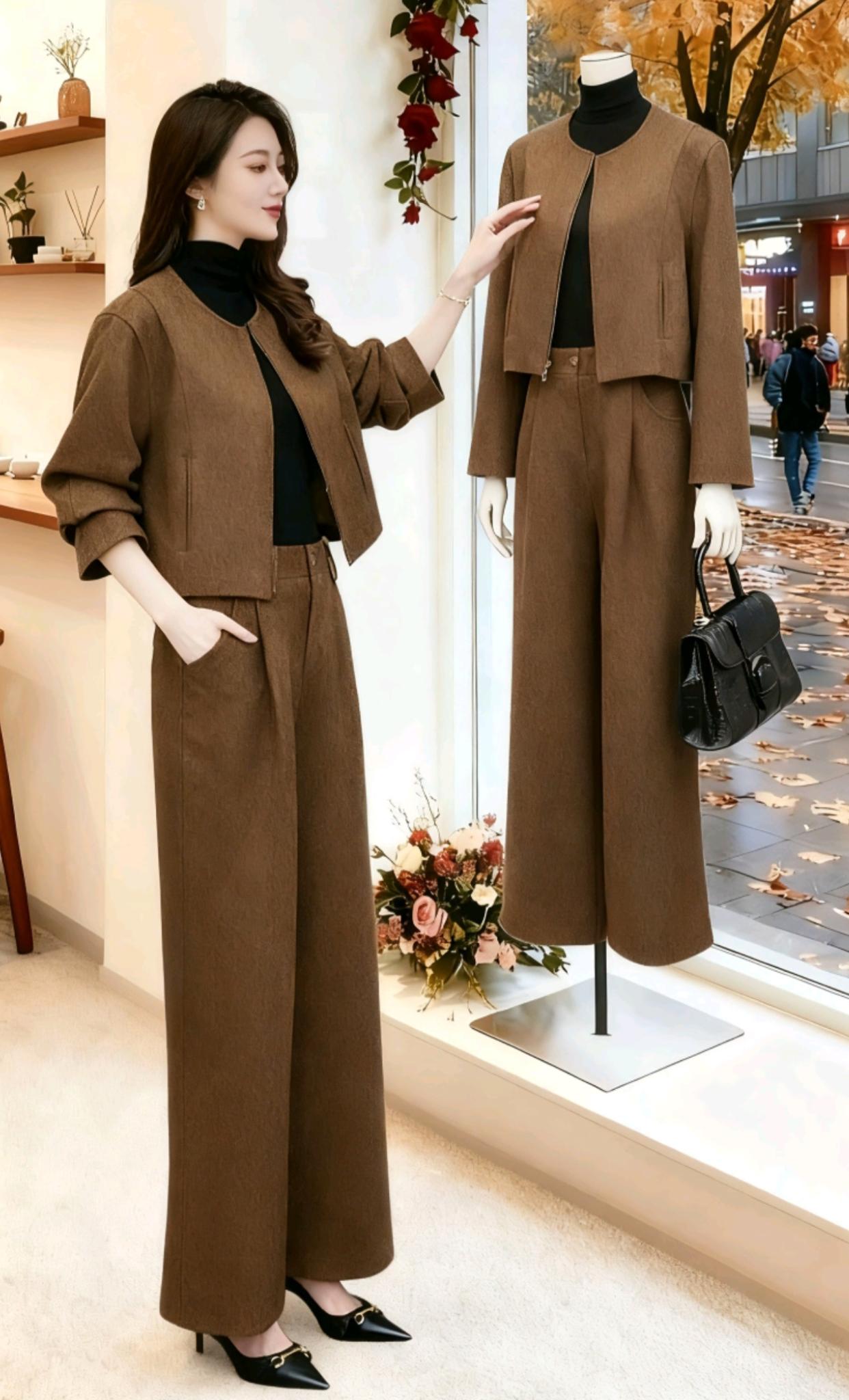 高端小香风三件套女2025秋季新款高腰阔腿裤开衫外套气质时尚套装#2025秋季小香风套装 #高腰阔腿裤三件套 #开衫外套时尚搭 #高级感穿搭 #美搭尽显女神范