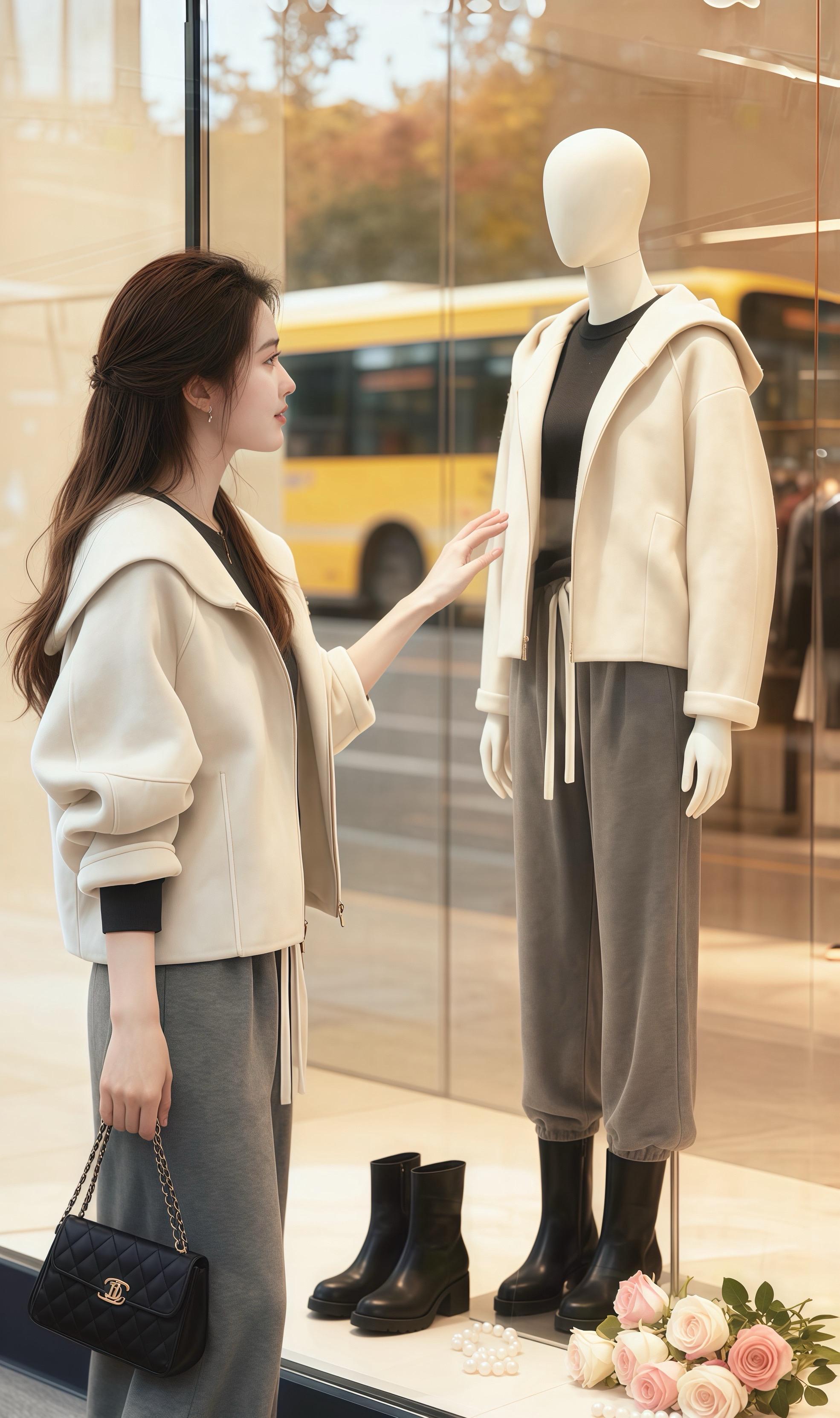 秋日雨天,林夏裹着海军领外套蜷在窗边咖啡馆。奶白针织拼接藏青面料衬得脖颈纤细,珍珠纽扣在暖光下细碎闪着,袖口绒毛蹭过手背软乎乎的。搭配的高腰阔腿裤悄悄拉长比例,168cm的身形更显利落,裤脚垂坠感恰好遮住脚踝,透着慵懒随性。  她指尖划过咖啡杯沿,窗外雨丝织成帘,倒映出外套领口的学院风弧线。这套穿搭像把时光拨回少女时代,减龄又不失洋气,休闲中藏着精致细节。邻座女孩悄悄问链接时,林夏笑着抬眸,眼底笑意和外套的海军领一样,满是元气与温柔,把阴雨天都衬得明亮起来。#休闲风也能很高级#高级感穿搭  #轻松摆脱路人感的韩系穿搭 #ootd穿搭