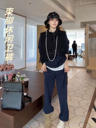 #创作灵感 棉质舒适慵懒感松紧系带束脚休闲卫裤#卫裤 #卫裤女 #休闲卫裤