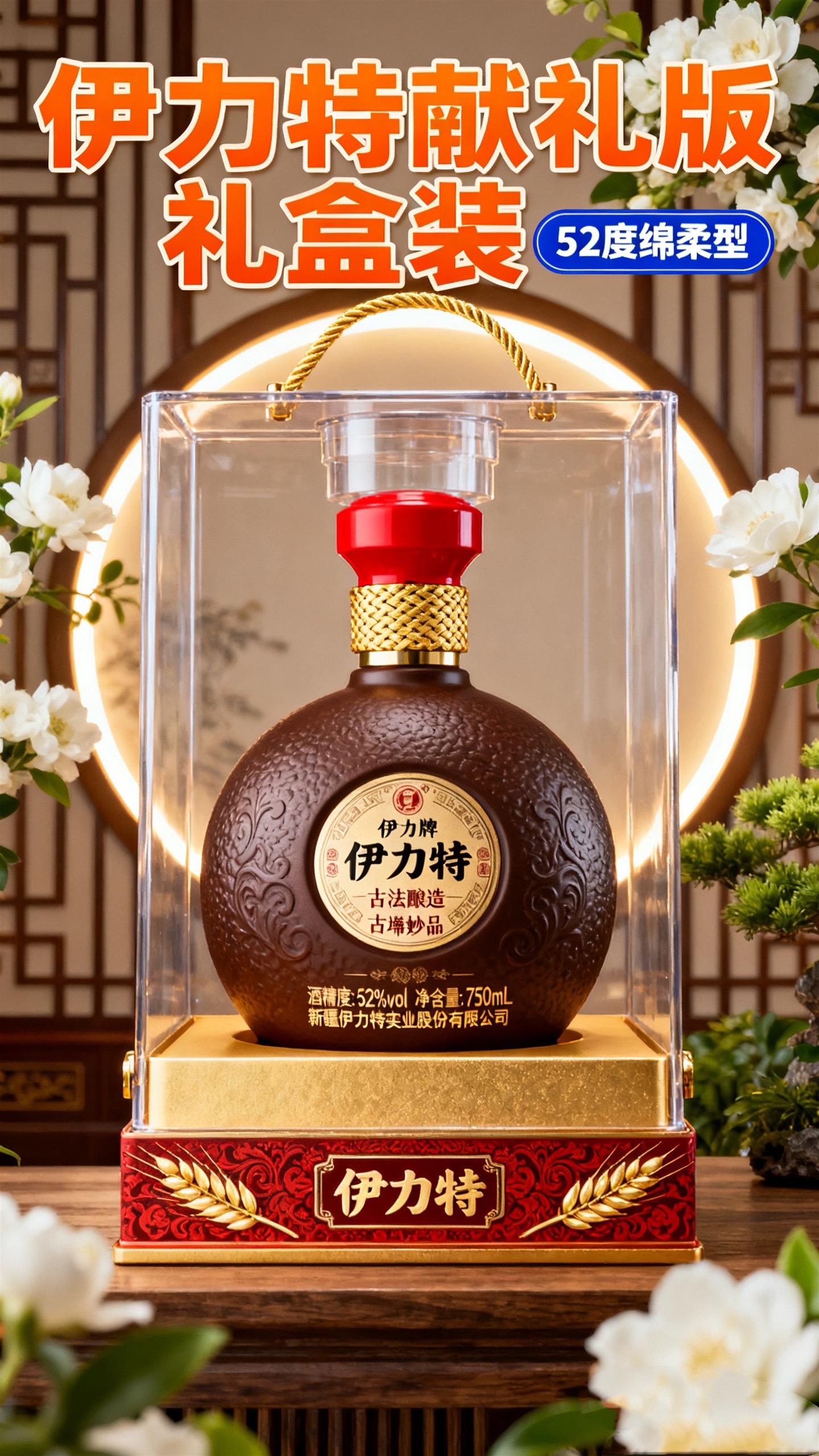 伊力特绵柔香型献礼版优级白酒。新疆名酒,雅称塞外五粮液,国营原军企伊利特出品,52度,每瓶750毫升大容量,取用天山雪水、和塞外无污染高粱、小麦、大米、玉米、豌豆五种粮食精心酿造,酒体晶莹,酒花饱满,经久不散,入口干绵醇厚,优雅细腻,回味悠长,很好喝哦。执行标准,国标优级。这款创新香型、也是绵柔复合型白酒的最高标准。只听过没喝过的大哥左下角小黄车下单即可!买一瓶尝尝哦。#伊力特酒 #酒伊力特绵柔香型 #纯粮酿造#新疆名酒#好酒