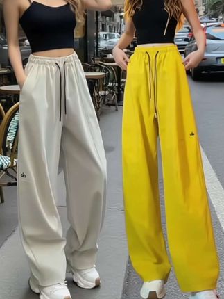 高腰刺绣香蕉裤 #裤子穿搭 #时尚女装穿搭 #街头时尚穿搭 #健身穿搭 #休闲卫裤