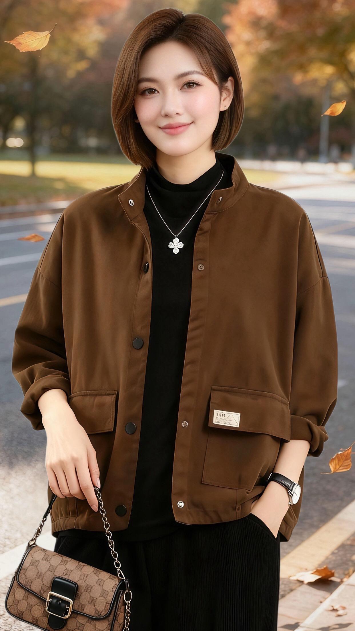 【立领工装牛仔外套】休闲夹克2025新款宽松大码短款外套#大码女装 #外套穿搭 #不挑年龄不挑身材 #保暖又好看 #谁穿谁好看系列 @抖加🔥上热门🔥dou+🔥热点宝 @抖加DOU+上热门