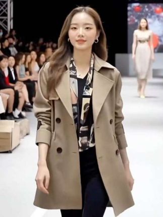 加绒风衣女士中长款,小个子春秋冬新款,英伦风大衣外套时尚洋气。#风衣穿搭