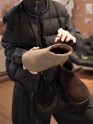 圆头厚底保暖棉鞋#女鞋穿搭 #脚宽脚胖都可以 #休闲穿搭 #雪地靴#百搭女鞋