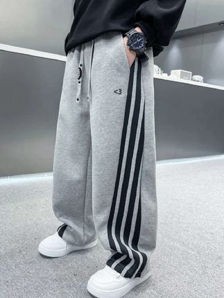 男童春秋款休闲卫裤#2025新款中大童百搭韩版长裤男孩针织条纹裤子#裤子#卫裤#儿童穿搭