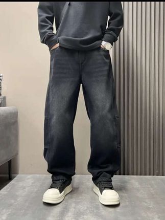2025秋冬加绒拼接休闲牛仔裤,直筒裤水洗做旧男潮流宽松阔腿牛仔裤#男装 #牛仔裤 #直筒裤 #阔腿牛仔裤 #穿搭第一步
