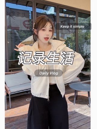 2025秋季新款短款百搭冲锋衣工装外套设计感小个子bf休闲夹克上衣#面料柔软舒适 #遮肉显瘦 #穿搭#显高显瘦显腿长 #冲锋衣