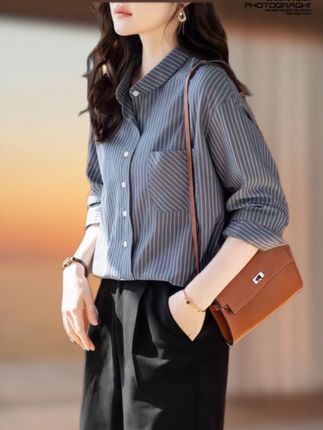 #高级感穿搭 #显瘦气质穿搭 #条纹衬衫#早秋穿搭#通勤穿搭