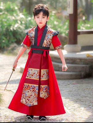 #汉服男童2025年夏季新品武侠风帅气男孩古装侠客儿童演出服