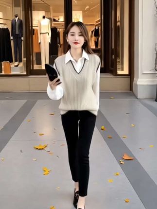 早秋韩系设计感洋气上衣#上衣女 #小个子秋冬穿搭 #早秋穿搭公式来了