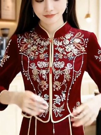 5865喜婆婆妈妈婚宴装礼服2025新款高贵显年轻年轻女儿结婚婚宴裙#贡溪镇 #河南项城 #道孚 #陕西安康平利