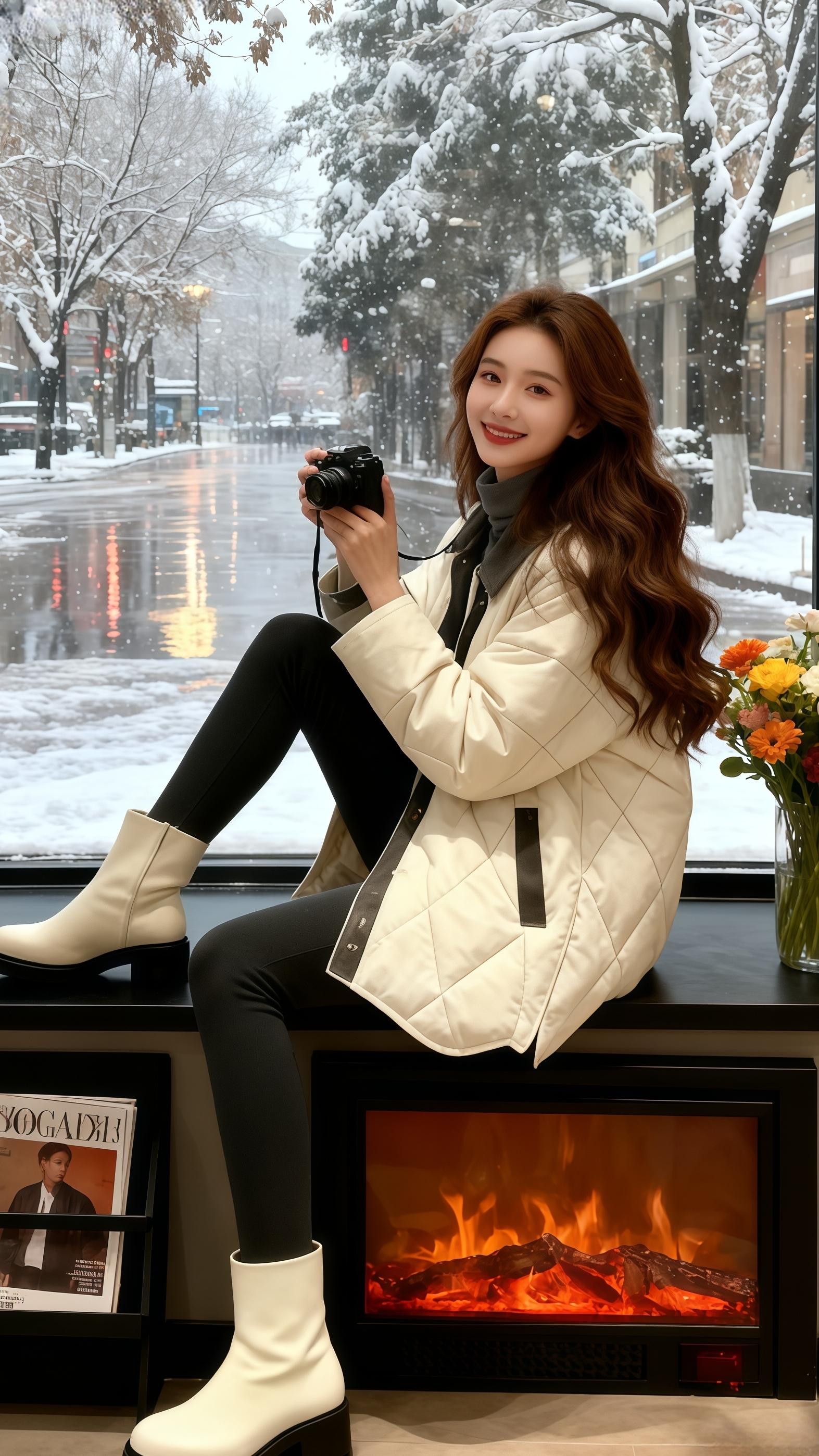 雪窗下的撞色暖冬菱形格棉服。初雪落满街道时,我蹲在窗边逗年糕,它蓬松的白毛蹭到我棉服的焦糖撞色翻领,竟一点没粘毛 。 这件中长款棉服是今年的宝藏,菱形格夹棉衬得身姿高挑,拼接设计撞破冬日沉闷,翻领立起来还能挡风。刚收到时,年糕总围着我转,大概是奶白与焦糖的配色,和它的毛团模样格外搭 。 此刻它趴在仿真壁炉前,我半蹲整理它的小围巾,窗外雪光透过玻璃落在棉服上,格纹光影和置物架上的鲜花相映,原来温暖与好看,真的能同时拥有~ #棉服也能穿出时尚感 #菱形格棉服穿搭 #冬季棉服外套 #棉服也能穿出时尚感 #这也太好看了