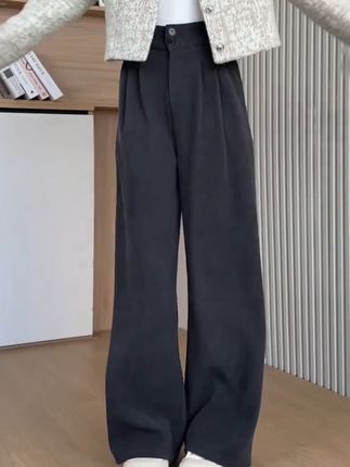 纯色灯芯绒裤子女秋冬季2025新款高腰雪尼尔窄版直筒阔腿裤垂坠感直筒裤#阔腿裤#时尚百搭