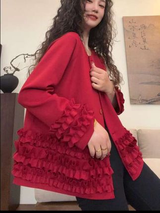 #穿搭 #谁穿谁好看 #仙女必备 拼接木耳边纯色气质秋款百搭小外套#显瘦穿搭 #美出高级感