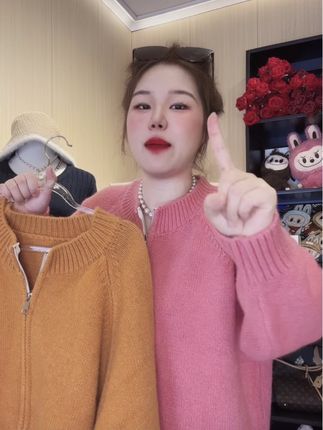 大码女装2025秋冬季新款时尚宽松简约拉链长袖上衣毛衣#预制国庆出游穿搭 #舒适穿搭 #简约大方 #大码女装 #新款