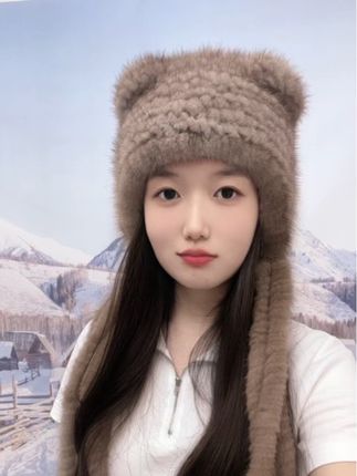 新款水貂帽子,可爱流苏款#帽子 #爆款热卖中 #保暖又好看