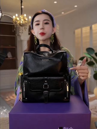 【大胃王】【遥哥定制】时尚休闲背包女士大容量双肩包 -黑色#包包推荐 #美包分享 #包包 #路遥女包 #路遥女包测评