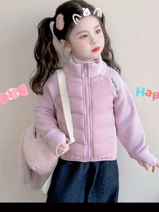 #我要上热门 女童羽绒外套秋冬外穿2025新款洋气儿童轻薄保暖女宝宝拼接羽绒服#每日分享 #甜美穿搭 #生女儿就要这样穿
