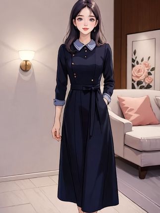 #时尚休闲女装 #显高显瘦 #中年妈妈穿搭 #新款连衣裙 #显瘦长裙