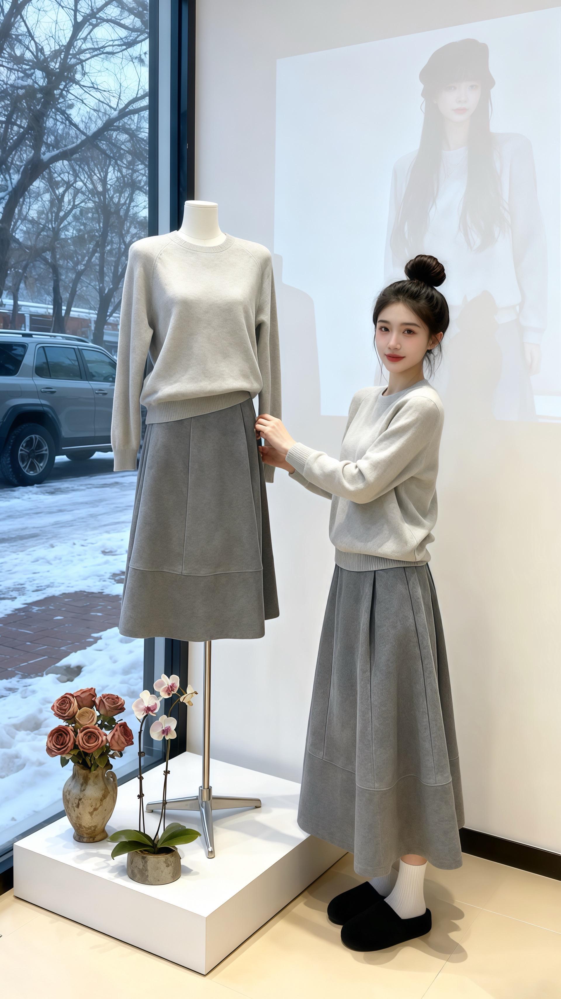 韩系慵懒套组|圆领毛衣+显瘦半裙,秋冬松弛感拉满#高级感穿搭 #温柔风穿搭 #小个子显高显瘦穿搭 #慵懒风穿搭 #松弛感穿搭 @抖音小助手 @抖音创作小助手 @DOU+上热门