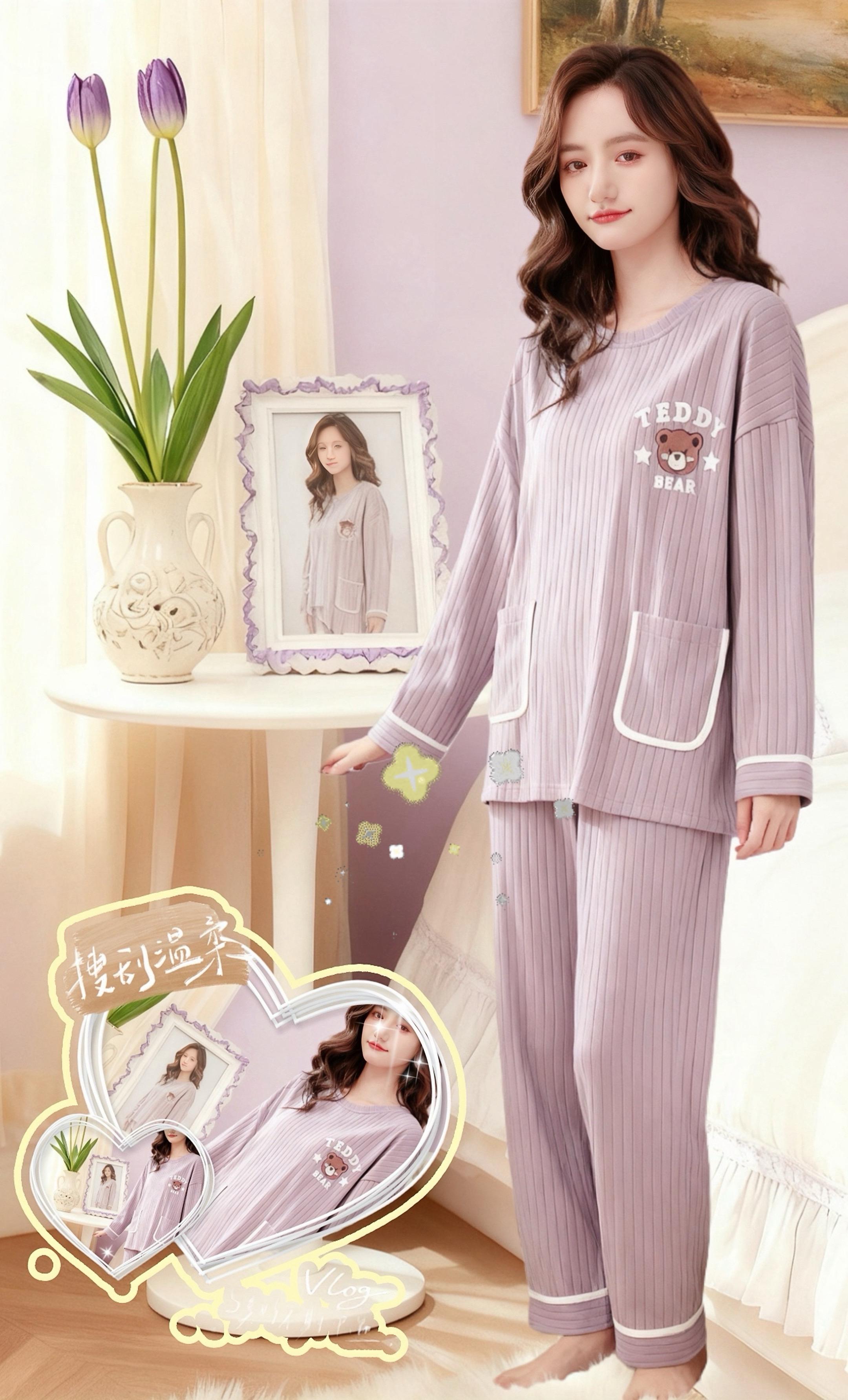 🌼秋日居家必备!超舒服睡衣套装上线!姐妹们👋!挖到一款绝绝子家居服必须给你们种个草❗纯棉面料软糯亲肤☁️,自带胸垫设计直接解放胸部👏,不穿文胸也能有型又自在~🌿抽条元素时尚感拉满✅,宽松版型藏肉显瘦很友好😋!长袖款式刚好适配微凉秋风🌿,大码姐妹也能轻松hold住🤙~居家追剧或下楼取快递都毫无负担🚪,外穿也很可的颜值扛把子🌸 #我的睡衣美麻了#棉质家居服#可外穿家居服#贴身柔软舒适#高颜值高品质@抖加🔥上热门🔥dou+🔥热点宝