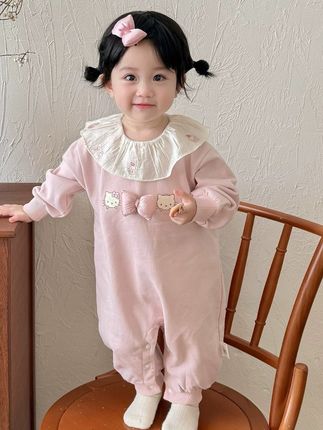 婴儿公主衣服小月龄早秋外出服洋气女宝宝秋装荷叶领粉色婴童哈衣 #女宝连体衣 #婴儿连体衣 #宝宝爬服 #婴儿秋装 #萌娃穿搭
