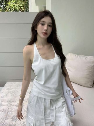 性感绝美U领挂脖宽松背心吊带女☆ 新款纯色内搭外穿打底衫上衣#潮流时尚穿搭 #时髦穿搭 #吊带背心 #夏季穿搭 #辣妹穿搭
