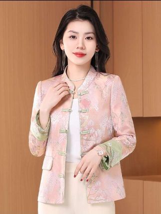 复古唐装盘扣上衣#新中式国风外套#印花唐装盘扣上衣#高级感国风盘扣上衣#2025新款复古唐装#