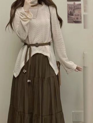 大码法式早秋季新款气质一整套ootd穿搭长袖连衣裙子女#女装 #今日穿搭 #懒人必备 #每日推荐 #高级感穿搭