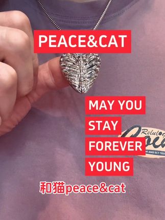 金属拨片吊坠 和猫peace&cat