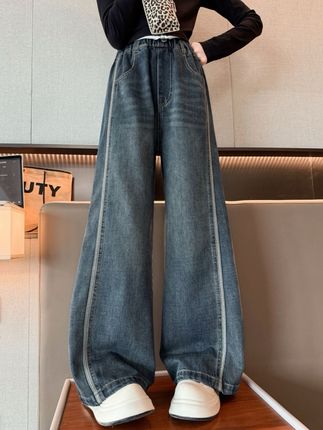 女童时尚牛仔裤宽松窄版120-170【赠送运费险】 #时尚百搭牛仔裤 #显高显瘦显腿长 #面料柔软舒适 #女童牛仔裤 #中大童童装