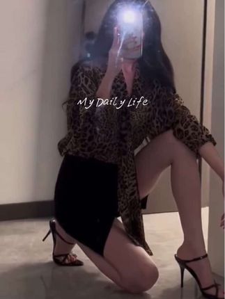 #辣妹穿搭 2025早春气质性感豹纹系带雪纺衬衫长袖职业高腰修身显瘦包臀裙#雪纺衫 #包臀裙 #豹纹上衣 #职业装