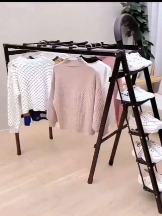牧先 多功能碳钢金晾晒梯晾衣架可伸缩晾晒架子家用梯晾晒架梯子#家用晾晒架梯子 #晾晒架推荐 #晾晒架