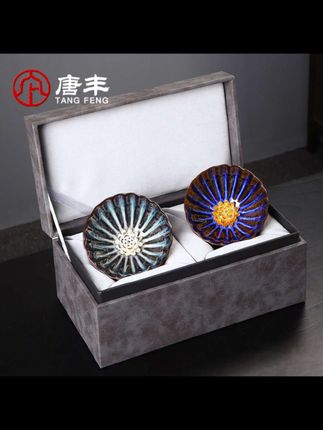 唐丰宋蕴高端家用敦煌窑变茶杯主人杯一对泡茶具礼盒装伴手礼复古#茶具 #主人杯 #茶杯对杯 #茶器