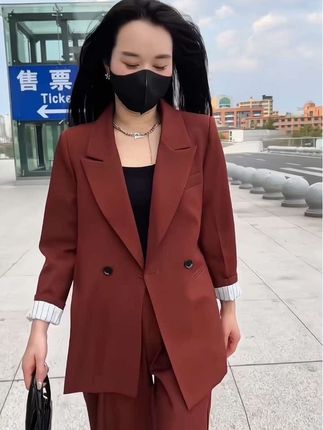 网红小西装套装女,秋韩版新款时尚洋气小个子职业阔腿裤#韩版洋气小西装 #时尚洋气 #小西装